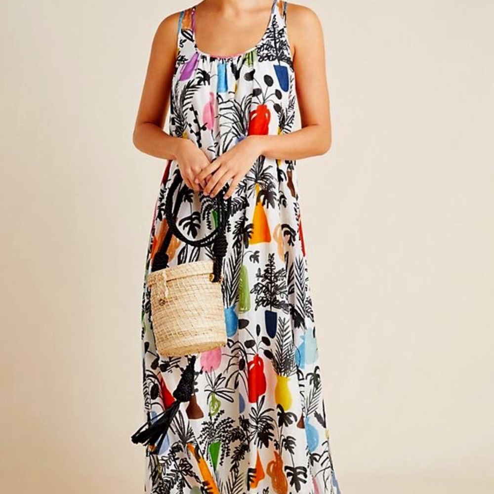 WHIT Anne Maxi Dress in Potted Plant Print